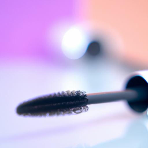 A close-up of a pair of false eyelashes, with a vibrant color in the background.