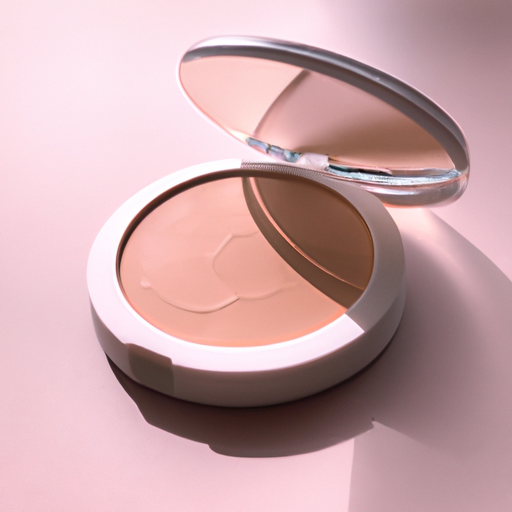 A matte setting powder with a soft pink gradient background.